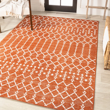 Ourika Moroccan Geometric Textured Weave Indoor/outdoor Rug